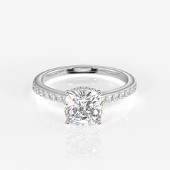 Shop Cushion Cut Moissanite Diamond Hidden Halo 14k Gold Ring