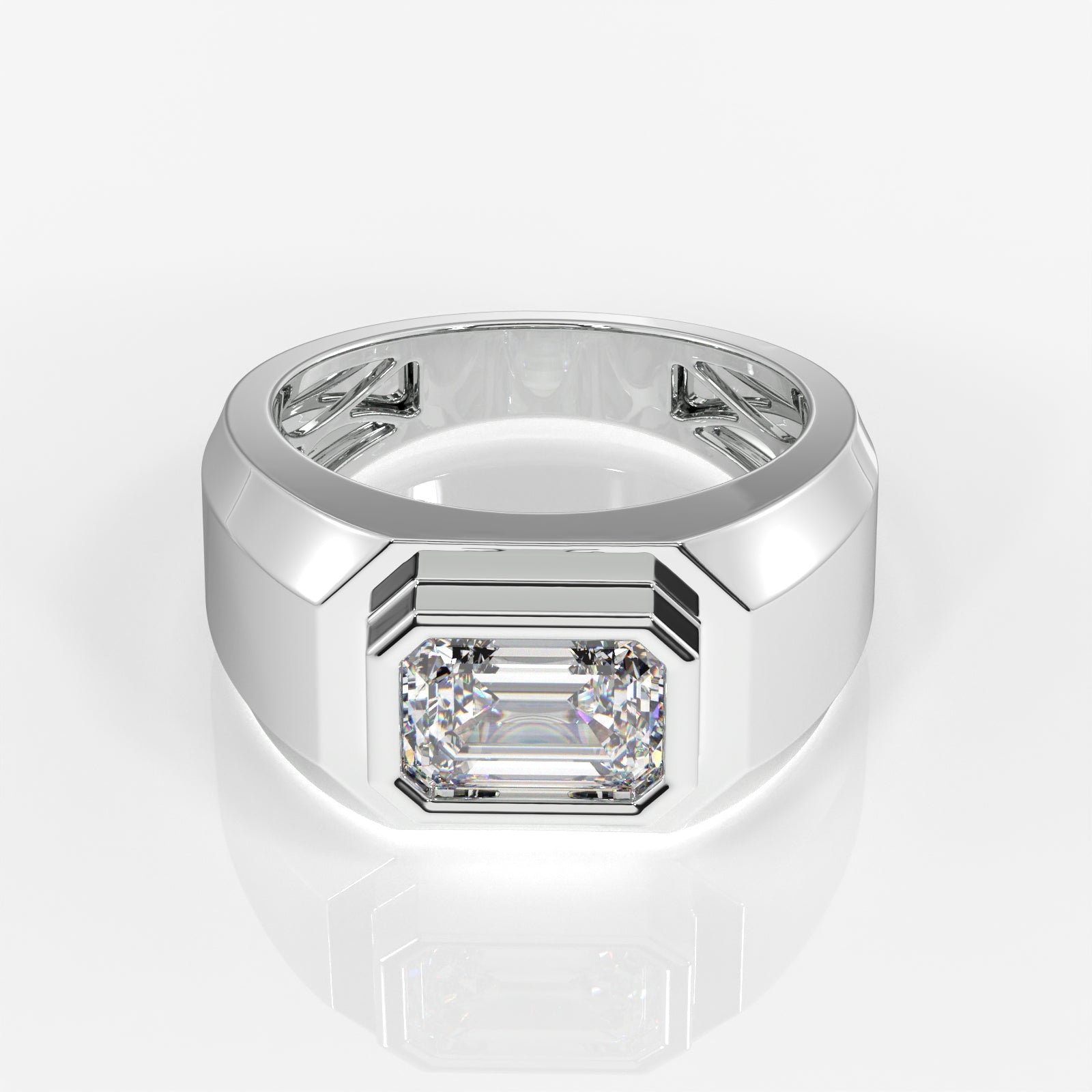 Shop Emerald Cut Moissanite Diamond 18k Gold Ring