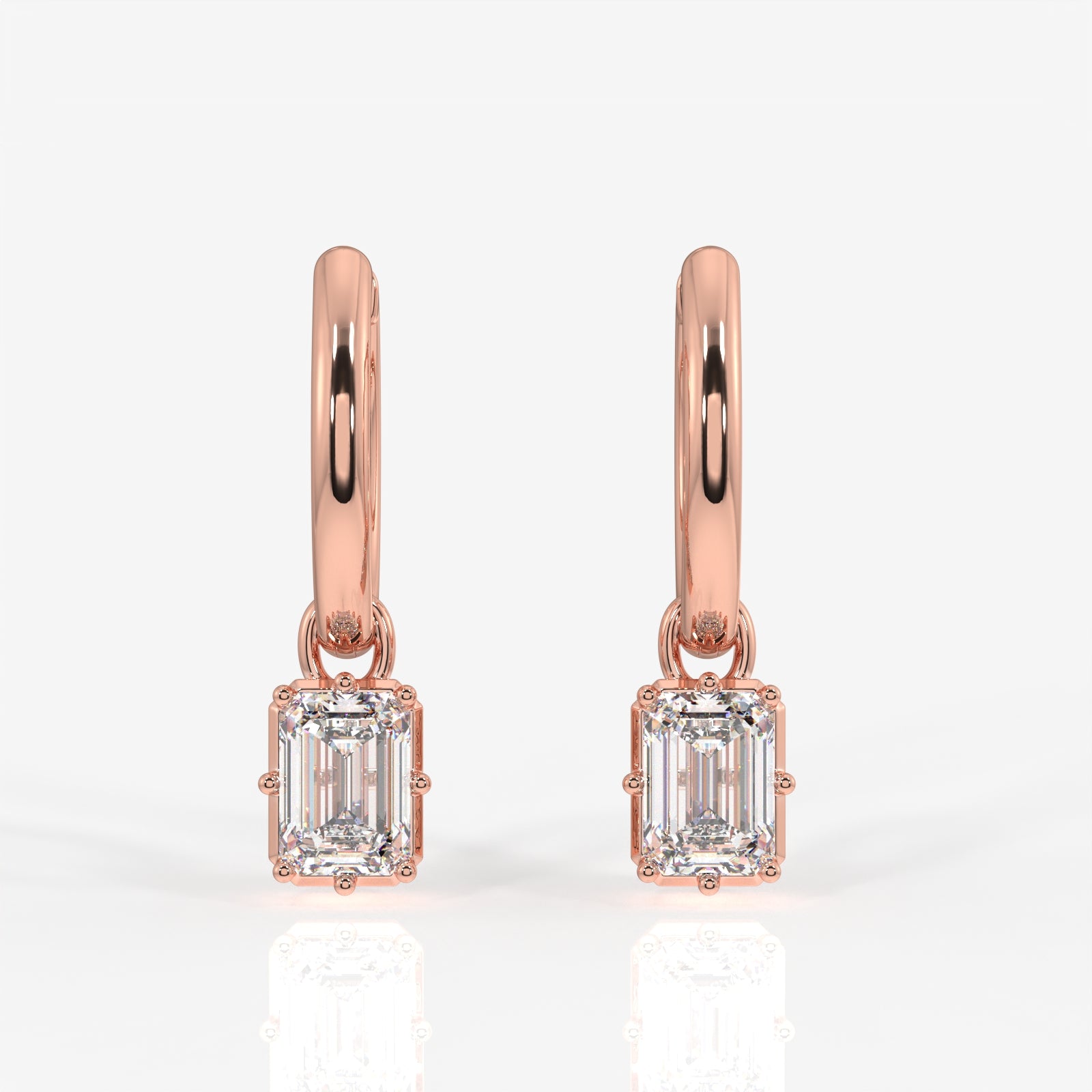 Shop Emerald Cut Moissanite Diamond Dangle 14K Gold Earrings