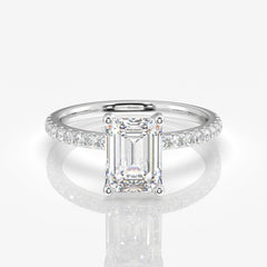 Emerald Cut Moissanite Diamond Pave Ring
