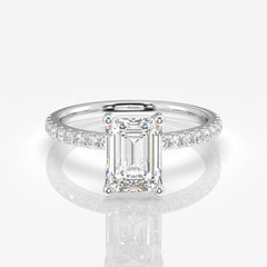 Emerald Cut Moissanite Diamond Pave Ring