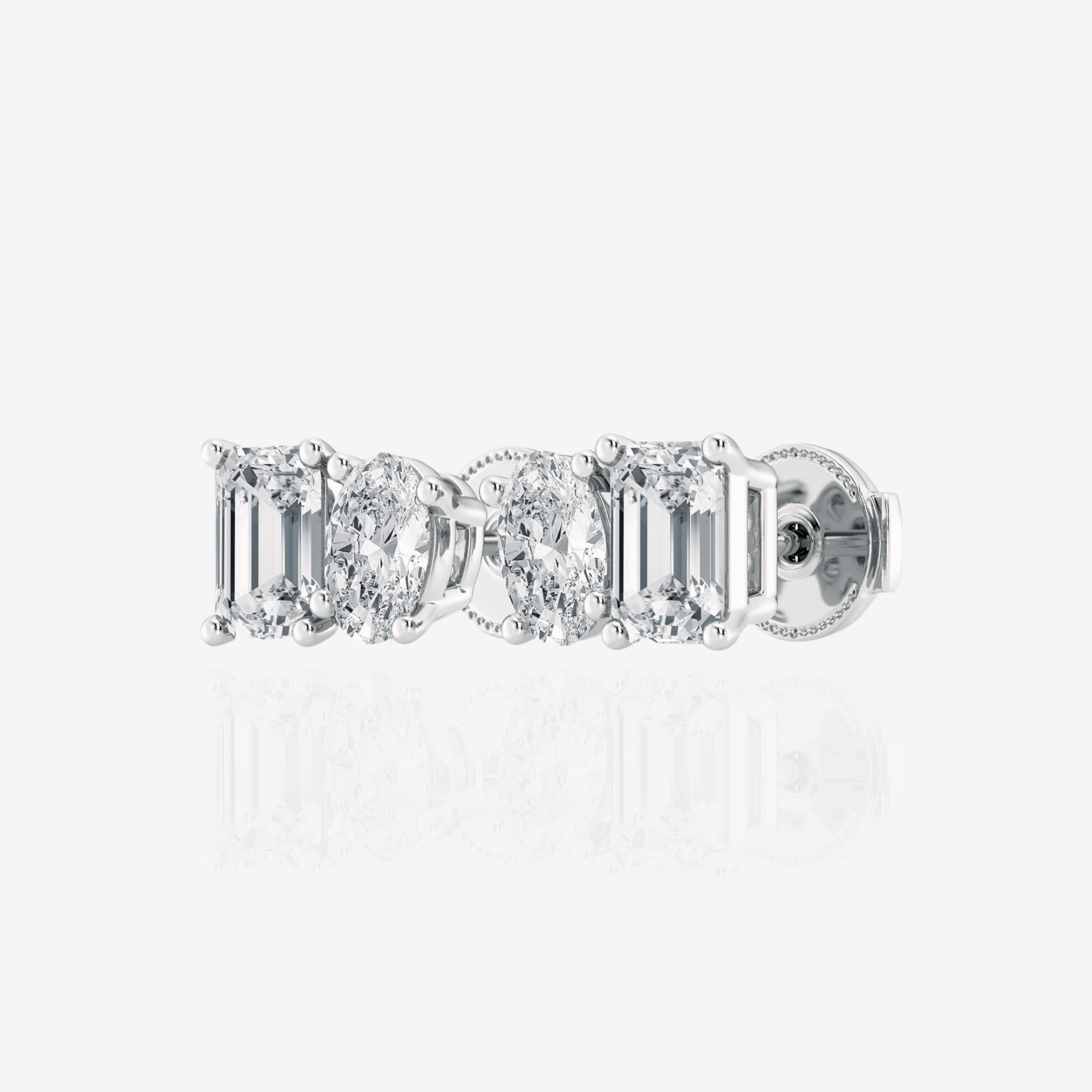 Shop Emerald and Oval Cut Moissanite Diamond Stud Sterling Silver Earrings