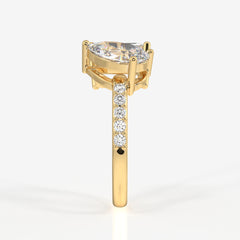 Shop Emerald and Pear Cut Moissanite Diamond Toi Moi Sterling Silver Ring