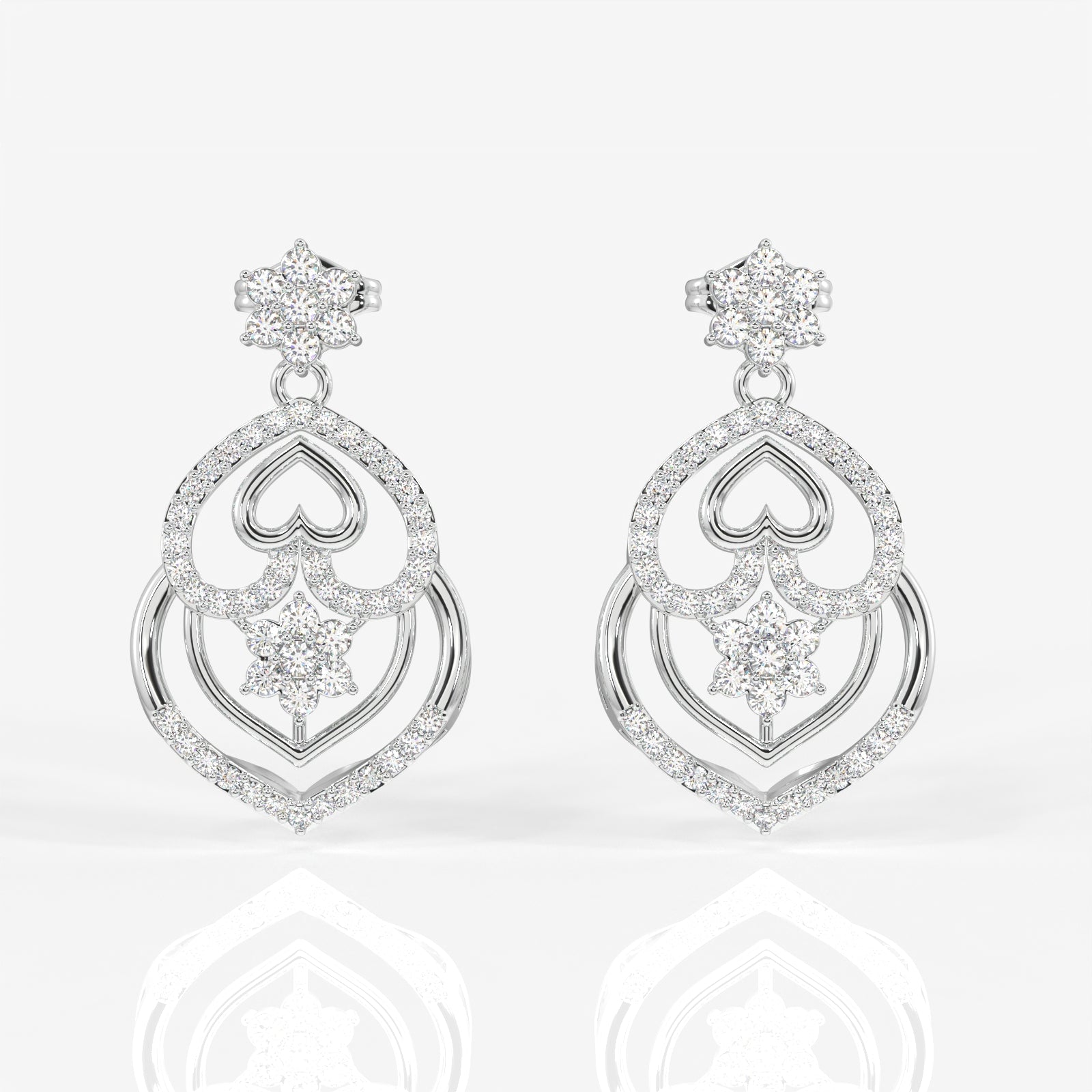 Shop Heart Bloom Lab Grown Danglers 14k Gold Earrings