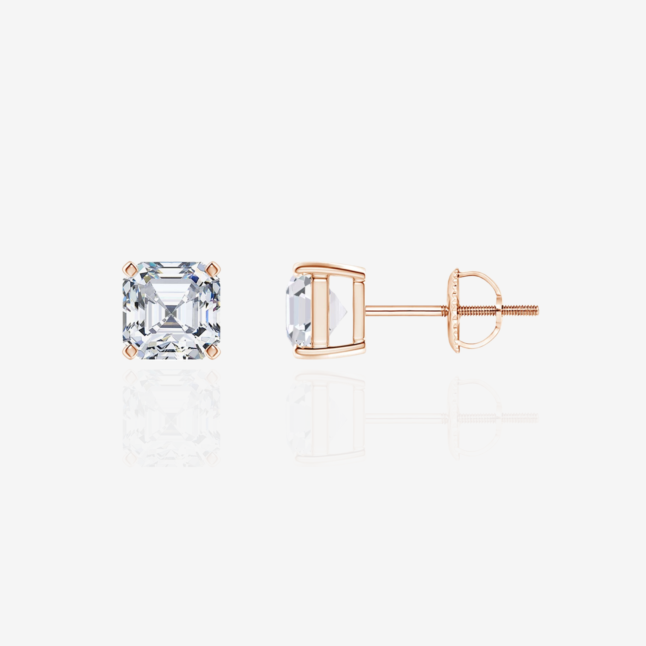 Shop Luxurious Asscher Cut Moissanite Diamond Stud 14k Gold Earrings