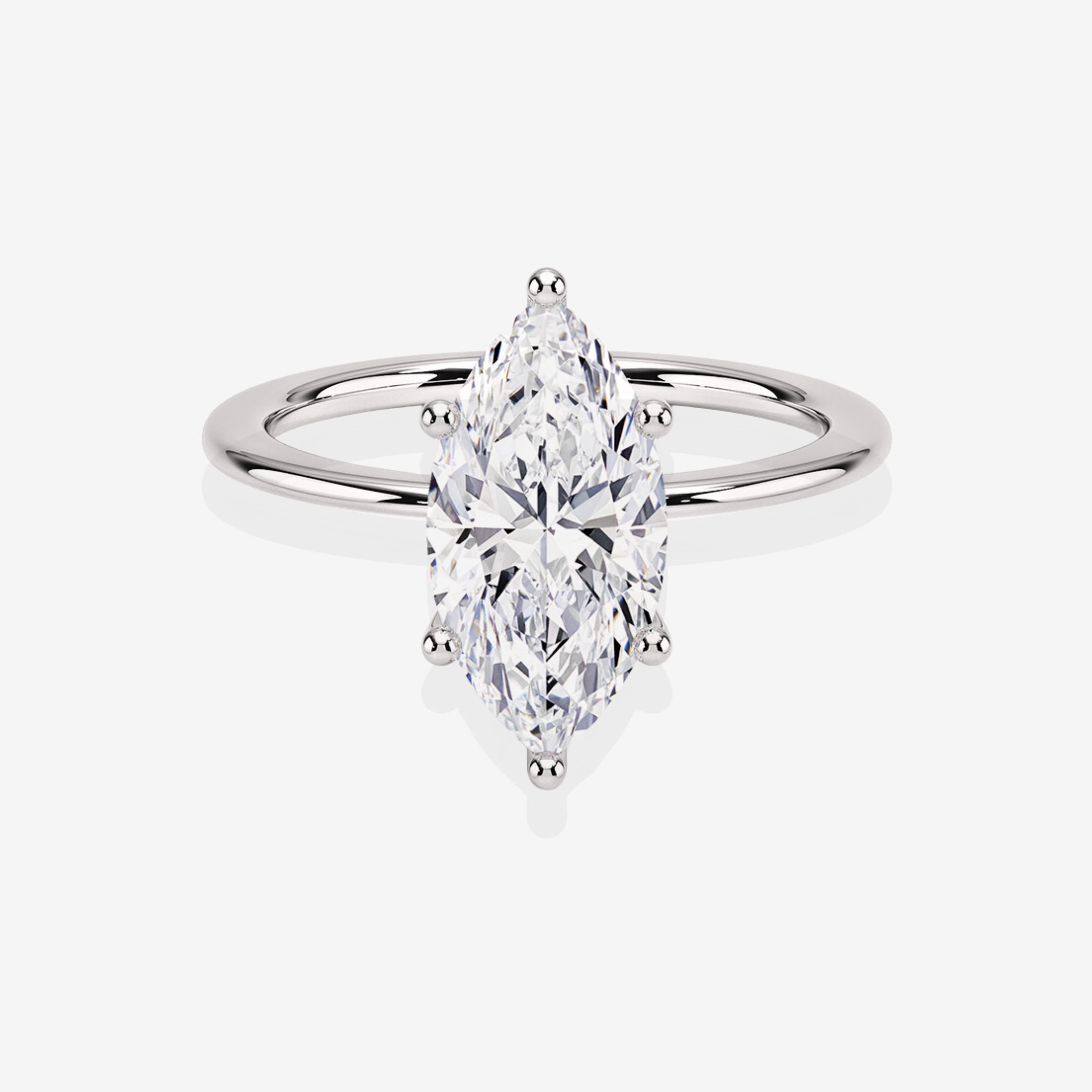Shop Marquise Cut Moissanite Diamond Classic Solitaire Engagement Sterling Silver Ring