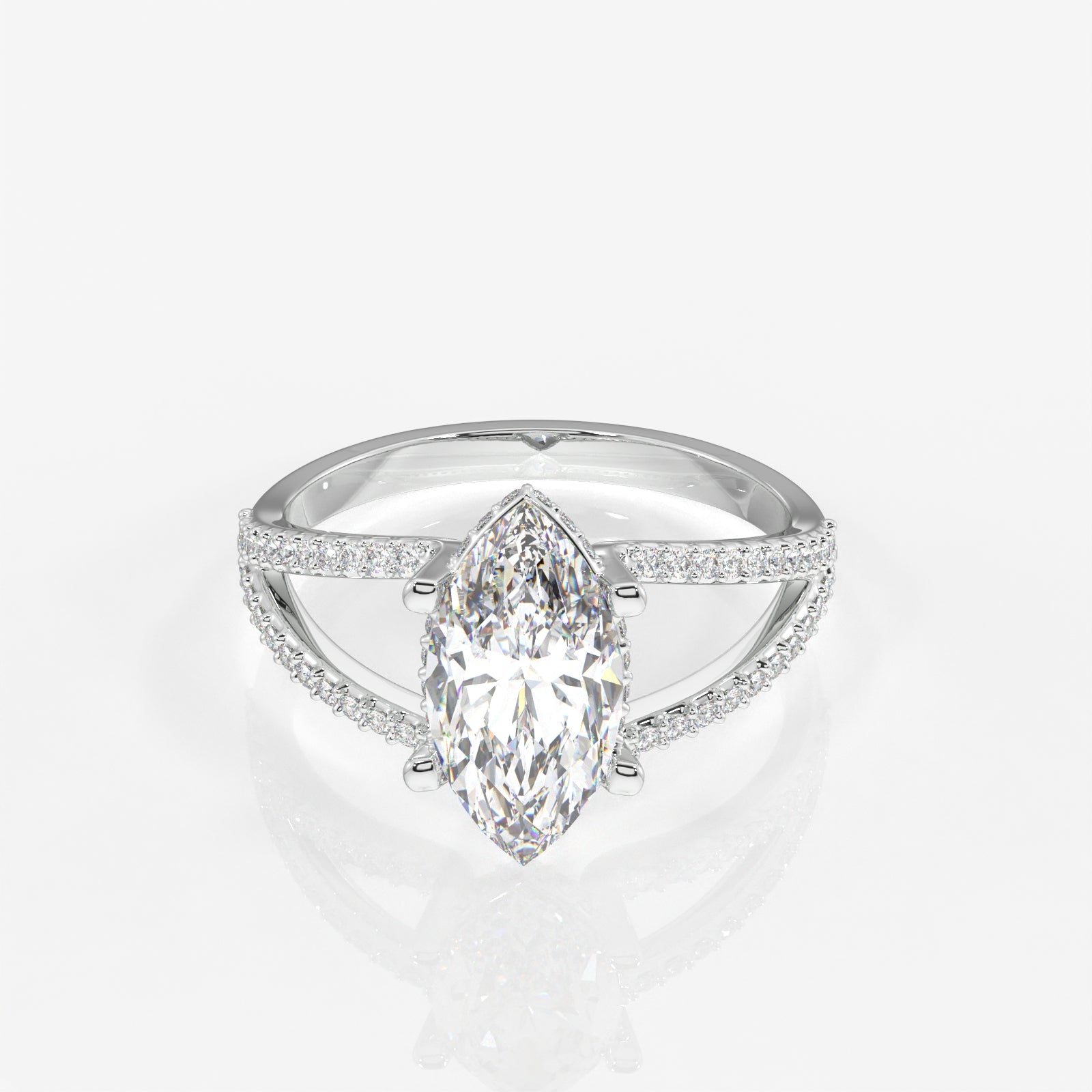 Shop Marquise Cut Moissanite Diamond Engagement Sterling Silver Ring