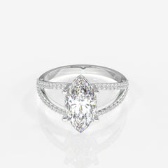 Shop Marquise Cut Moissanite Diamond Engagement Sterling Silver Ring