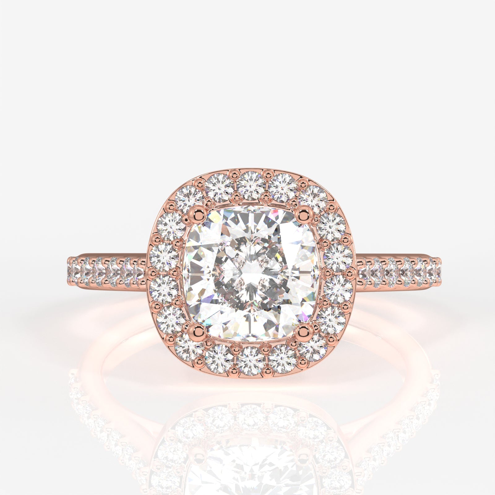 Shop Premium Cushion Cut Moissanite Diamond Halo Engagement 14K Gold Ring