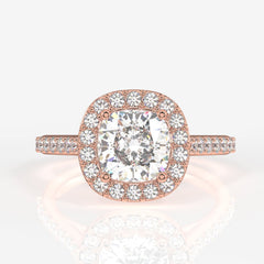 Shop Premium Cushion Cut Moissanite Diamond Halo Engagement 14K Gold Ring