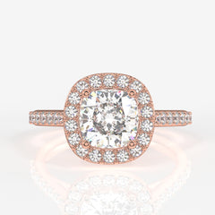 Shop Premium Cushion Cut Moissanite Diamond Halo Engagement 14K Gold Ring