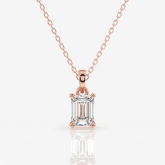 Shop Premium Emerald Cut Moissanite Lab Grown Solitaire 14k Gold Pendant