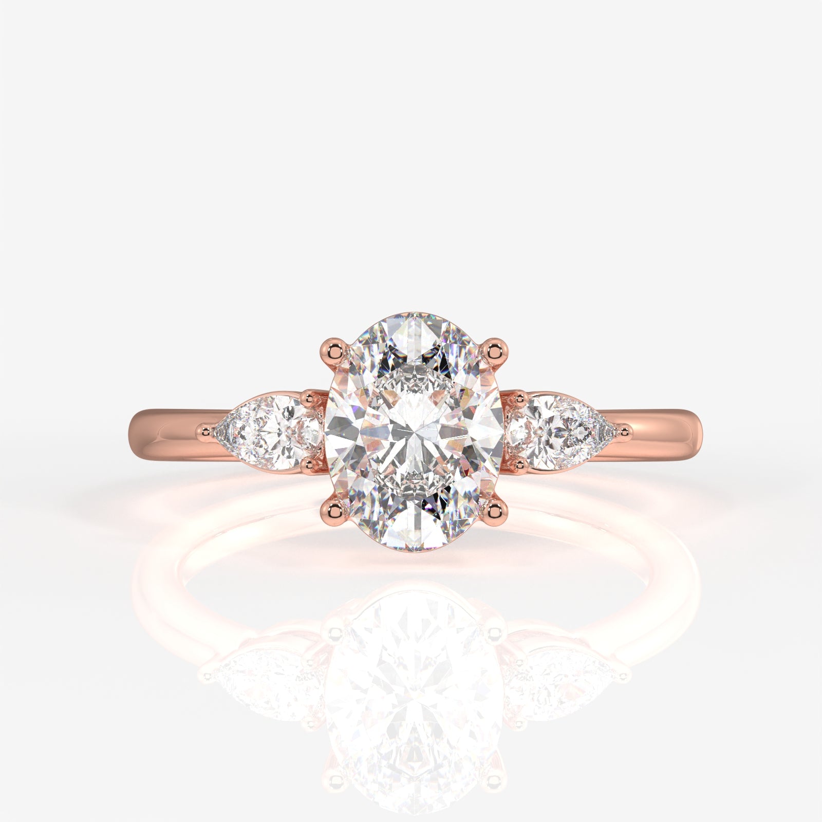 Shop Premium Oval and Pear Cut Moissanite Diamond Three Stone Sterling Silver Ring