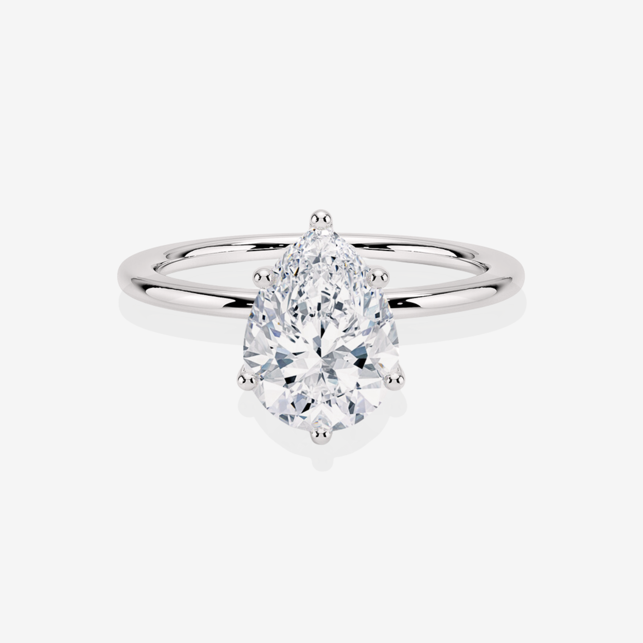 Shop Premium Pear Cut Moissanite Diamond Classic Solitaire Engagement Sterling Silver Ring