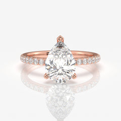 Caratbazaar Pear Cut Moissanite Diamond Pave 14k Gold Ring