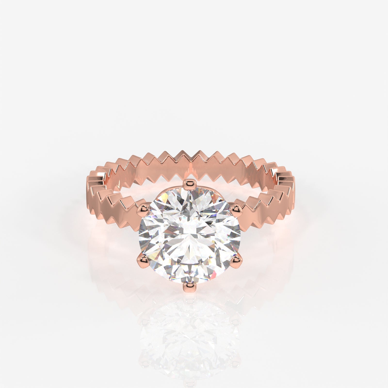 Premium Round Cut Moissanite Diamond Engagement Sterling Silver Ring