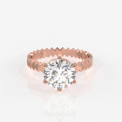 Premium Round Cut Moissanite Diamond Engagement Sterling Silver Ring