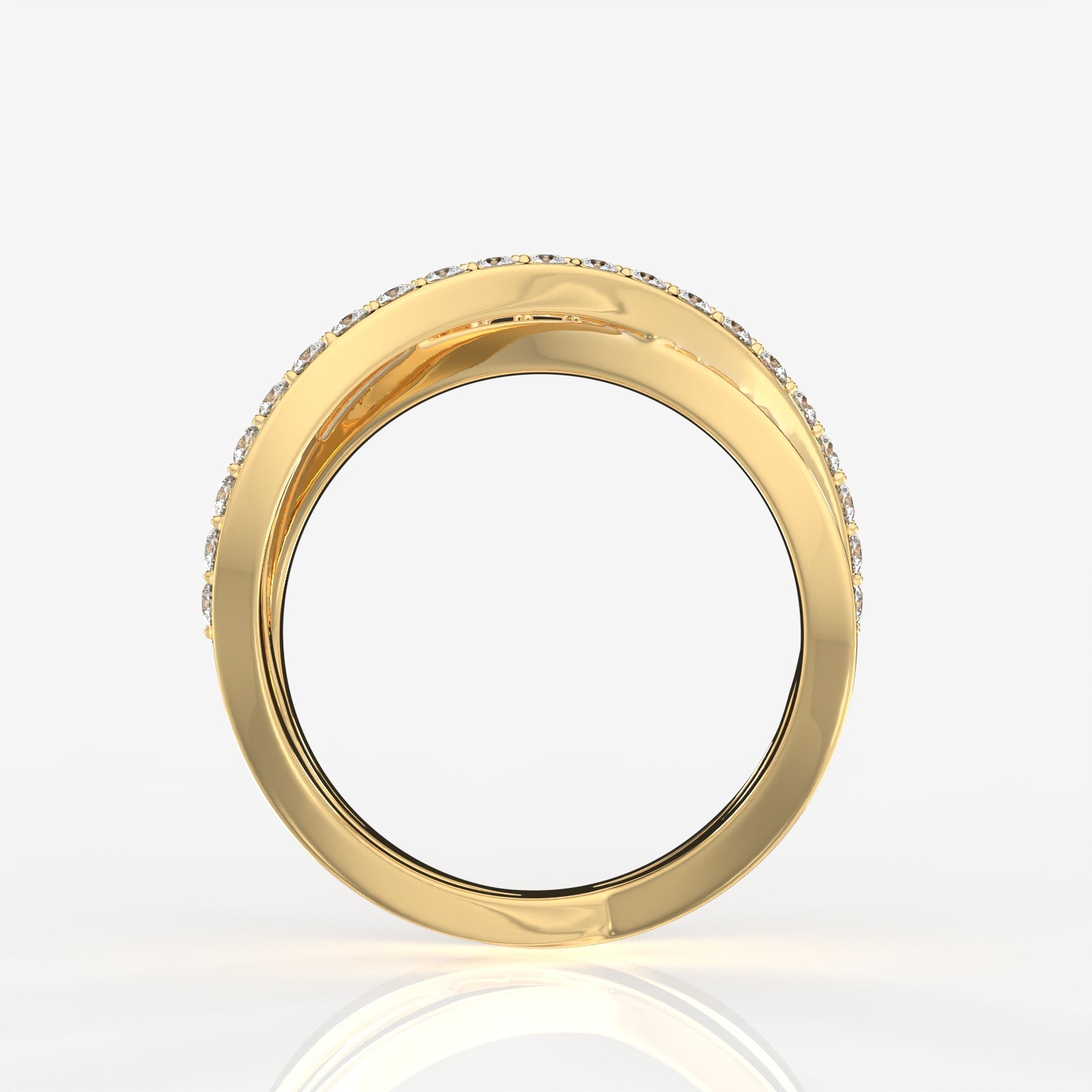 Shop Round Cut Lab Grown Diamond 3 Row Wedding Band 14k Gold Ring