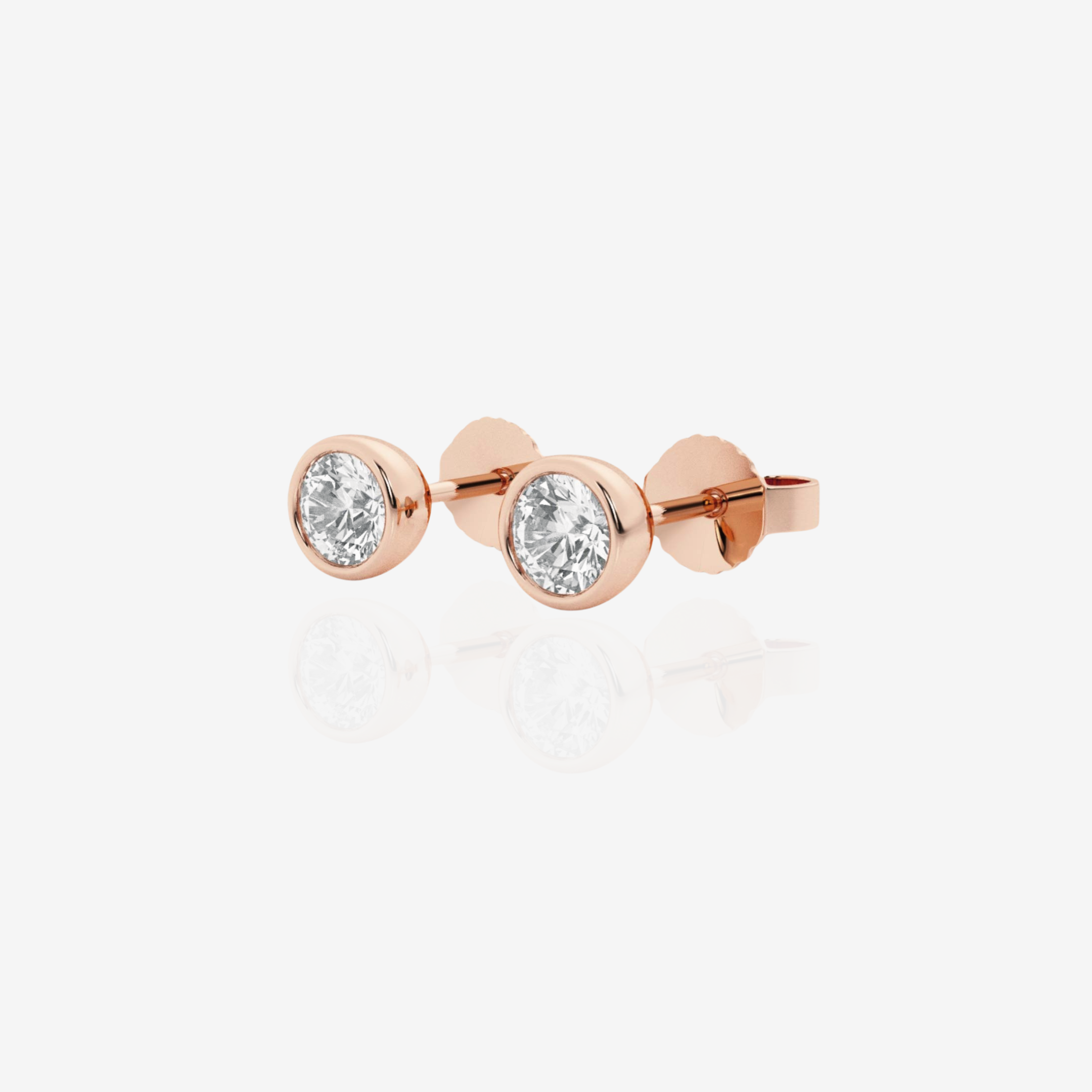 Shop Round Cut Lab Grown Diamond Bezel Stud 14k Gold Earrings