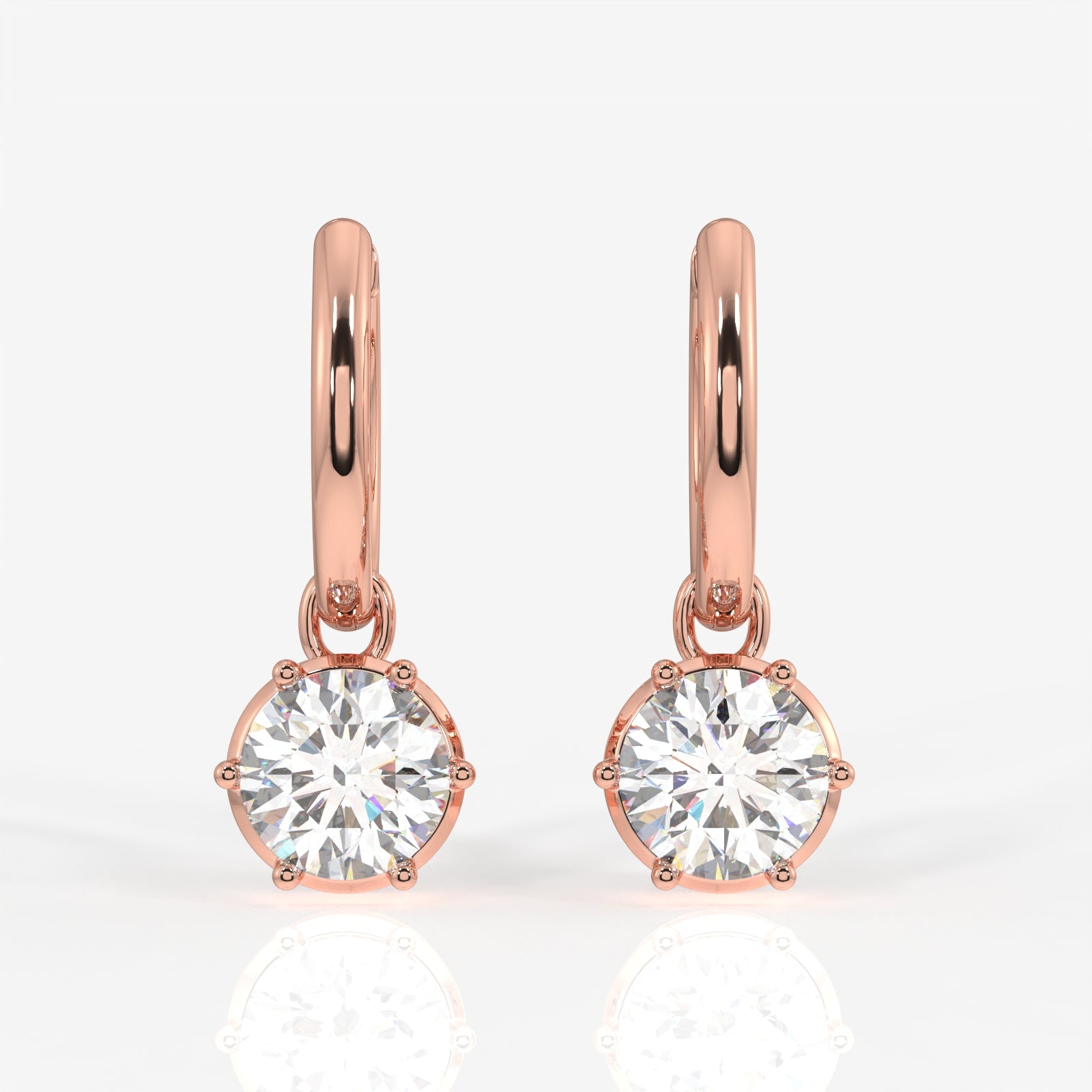 Shop Round Cut Lab Grown Diamond Dangle 14K Gold Earrings