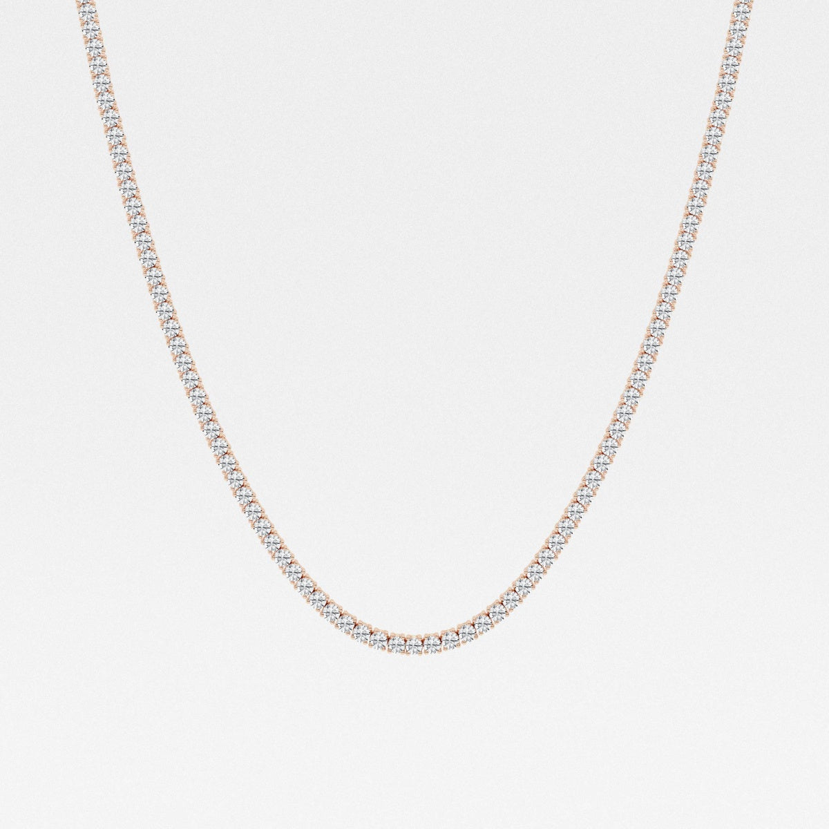 Shop Round Cut Lab Grown Diamond Four Prong Tennis Fashion 14K Gold Necklace