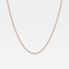 Shop Round Cut Lab Grown Diamond Four Prong Tennis Fashion 14K Gold Necklace