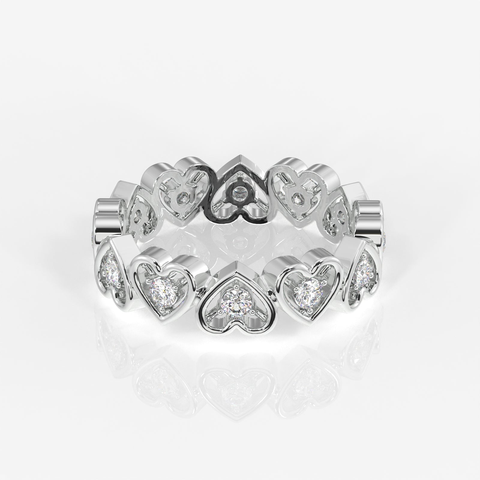 Shop Round Cut Lab Grown Diamond Heart Eternity 18k Gold Band Ring