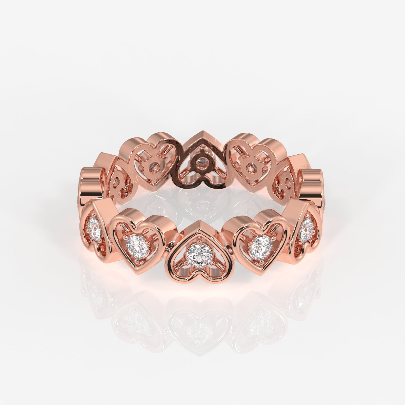 Shop Round Cut Lab Grown Diamond Heart Eternity 18k Gold Band Ring Today