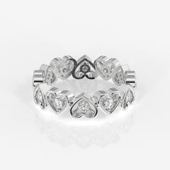 Shop Round Cut Lab Grown Diamond Heart Eternity 18k Gold Band Ring