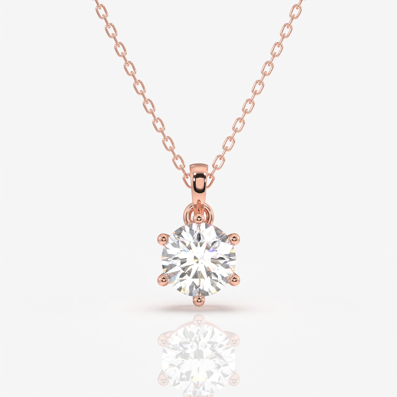 Shop Round Cut Lab Grown Diamond Six Prong 14k Gold Pendant