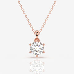 Shop Round Cut Lab Grown Diamond Six Prong 14k Gold Pendant