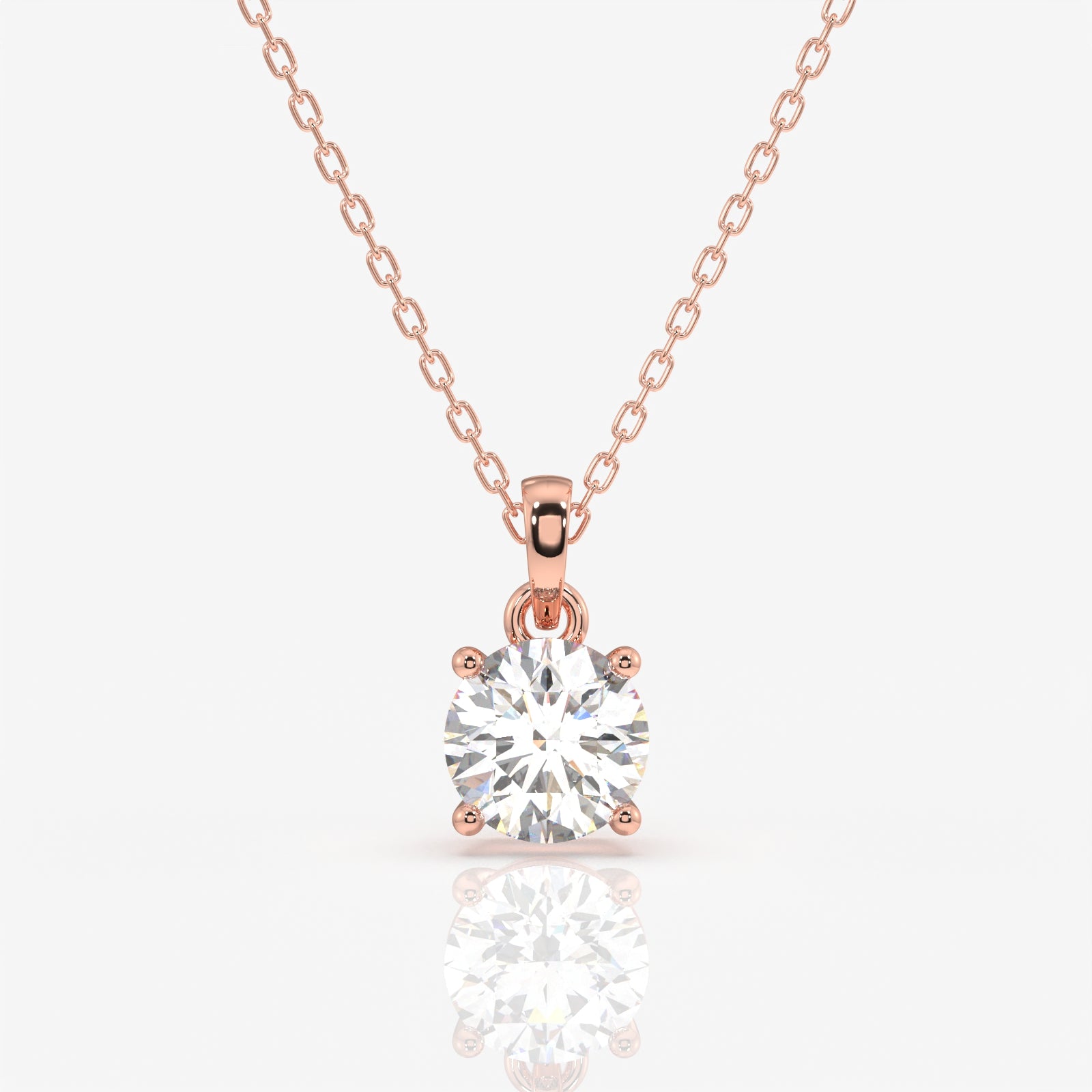 Shop Round Cut Lab Grown Diamond Solitaire Four Prongs 14k Gold Pendant