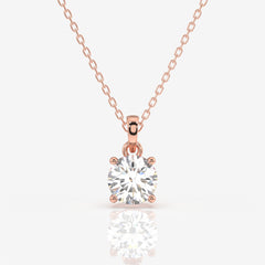 Shop Round Cut Lab Grown Diamond Solitaire Four Prongs 14k Gold Pendant