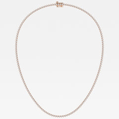 Shop Round Cut Lab Grown Diamond Three Prong Tennis 14K Gold Necklace