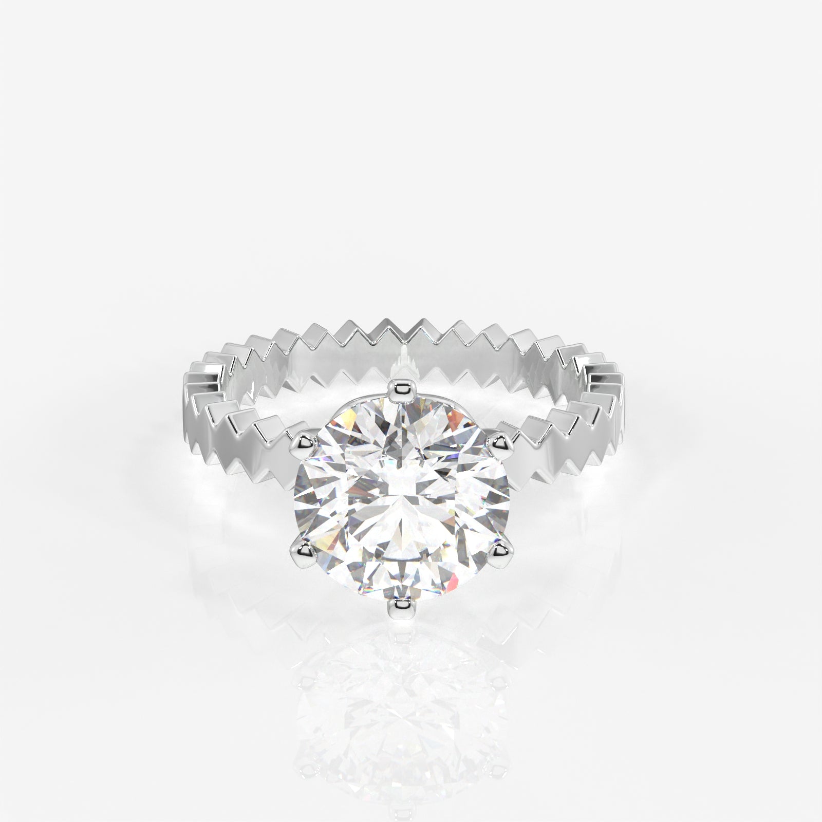 Shop Round Cut Moissanite Diamond Engagement Sterling Silver Ring