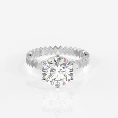 Shop Round Cut Moissanite Diamond Engagement Sterling Silver Ring