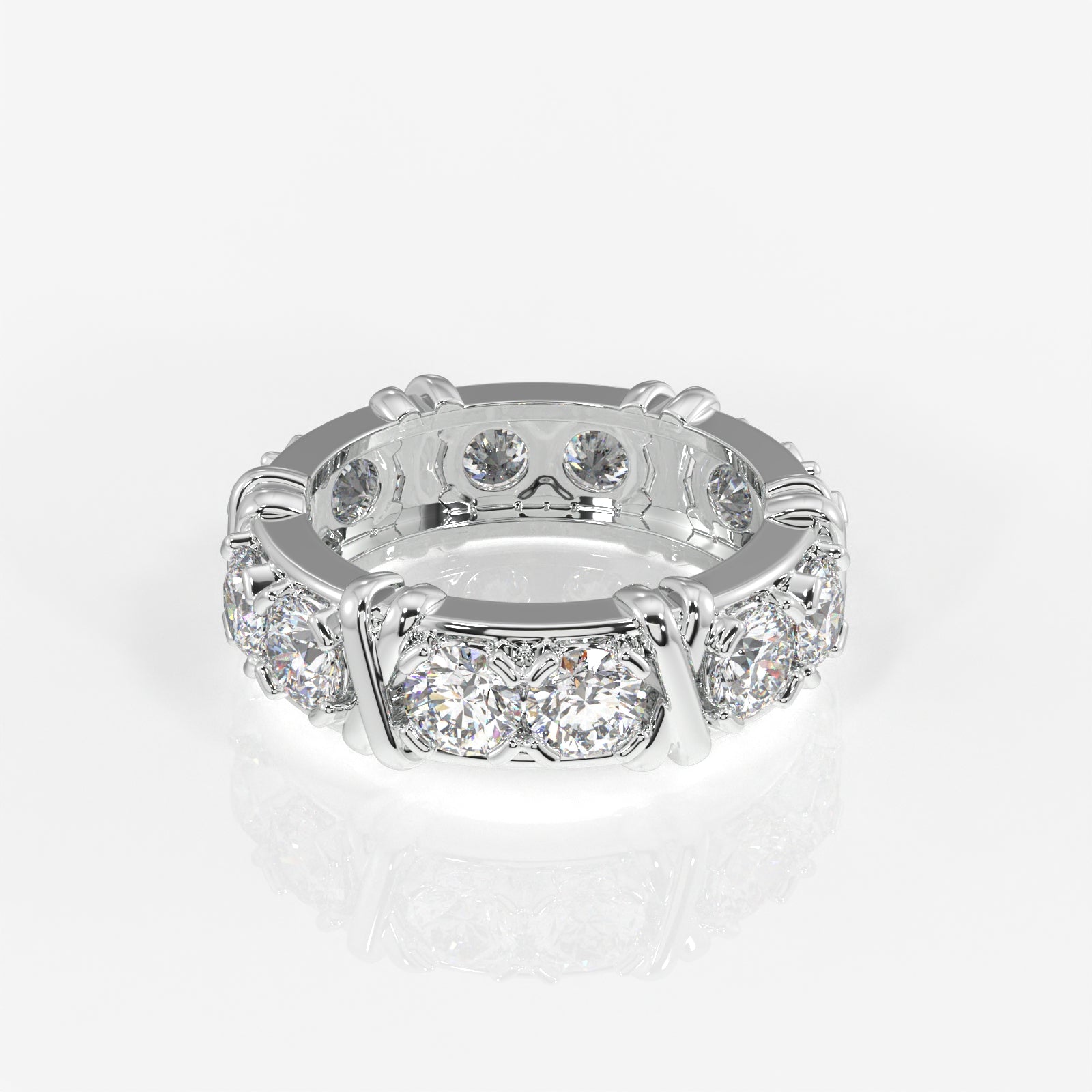 Shop Round Cut Moissanite Diamond Eternity Band 18K Gold Ring