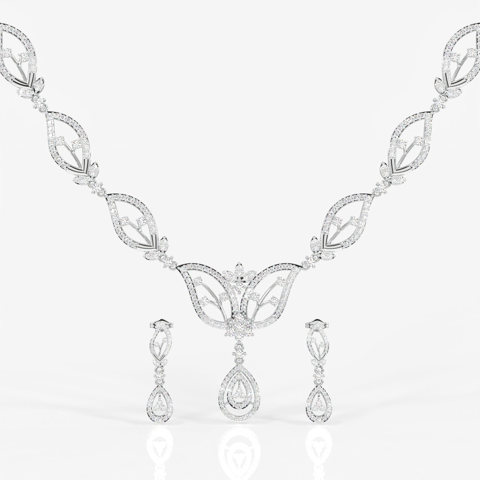 Shop Round Cut Moissanite Diamond Sterling Silver Necklace & Earrings