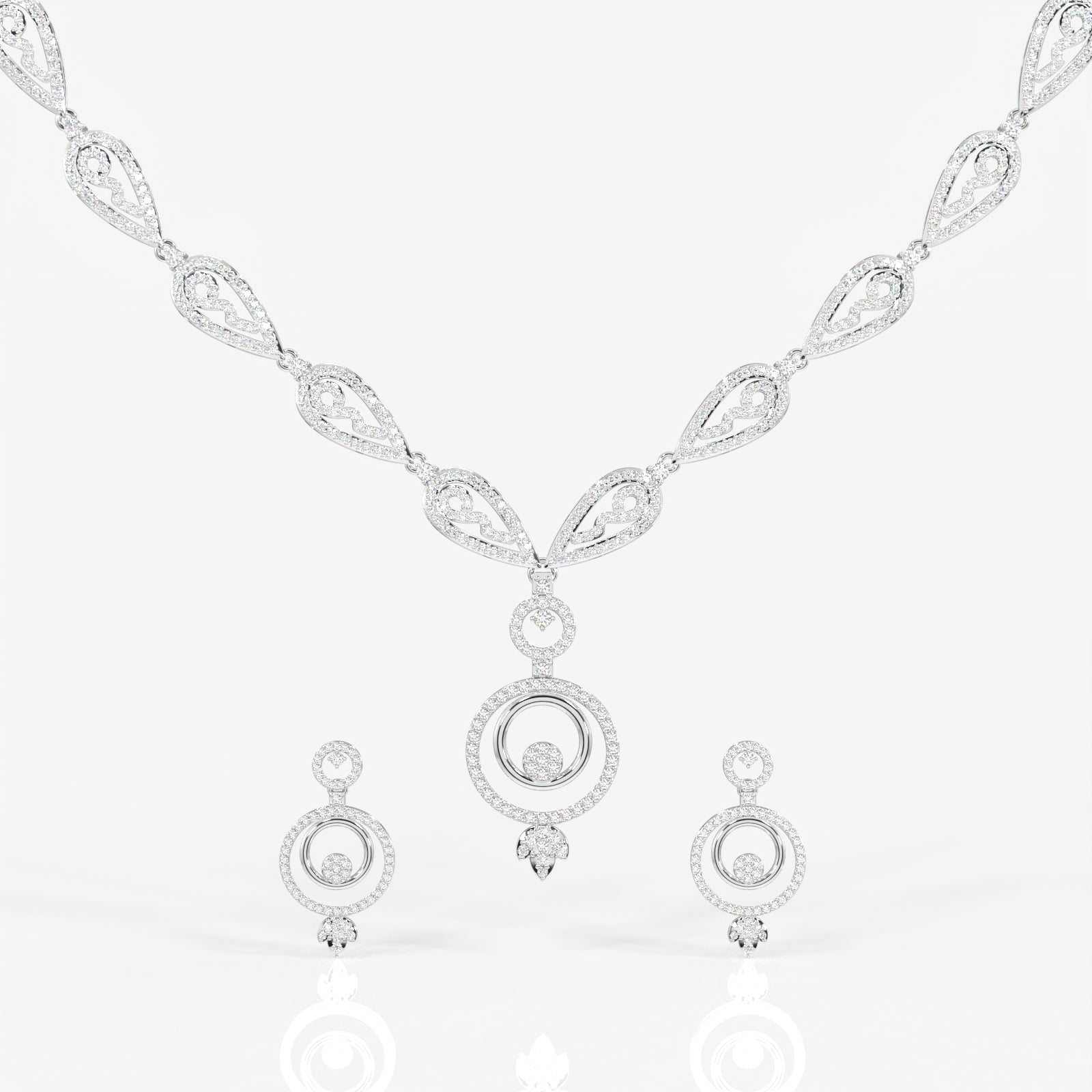 Shop Round Cut Moissanite Diamond Sterling Silver Necklace & Earrings Set