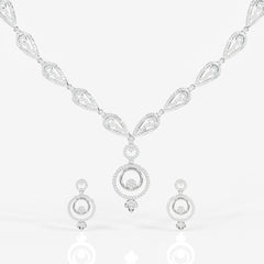 Shop Round Cut Moissanite Diamond Sterling Silver Necklace & Earrings Set