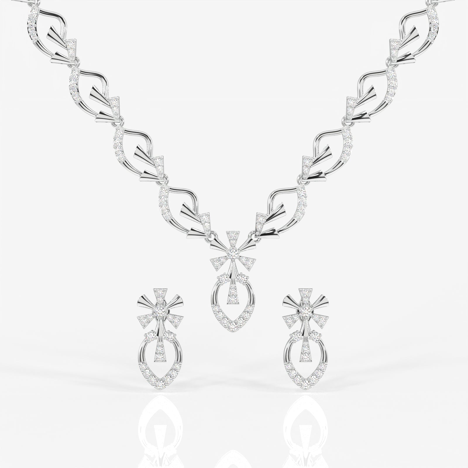 Shop Women's Round Cut Moissanite Diamond Sterling Silver Necklace & Earrings