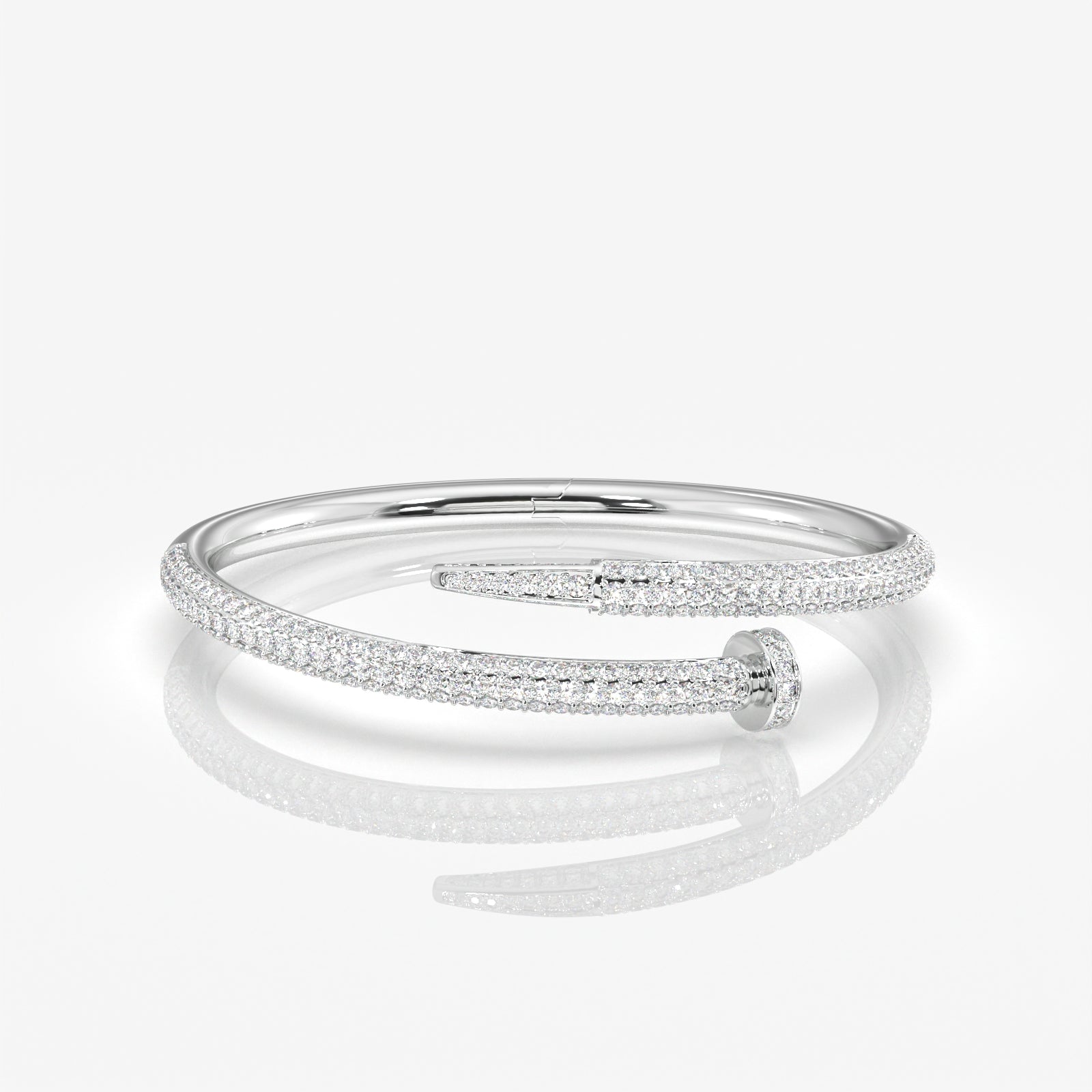Simple and Elegant Round Cut Moissanite Diamond Silver Bracelet