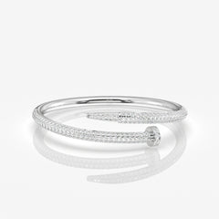 Simple and Elegant Round Cut Moissanite Diamond Silver Bracelet