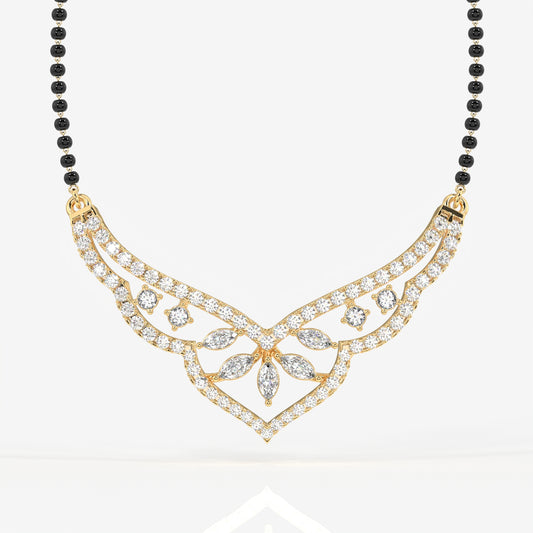 Round & Marquise Cut Moissanite Diamond Women's Sterling Silver Mangalsutra