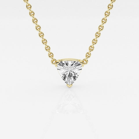 Trillion Cut Lab Grown Diamond Solitaire 14k Gold Pendant