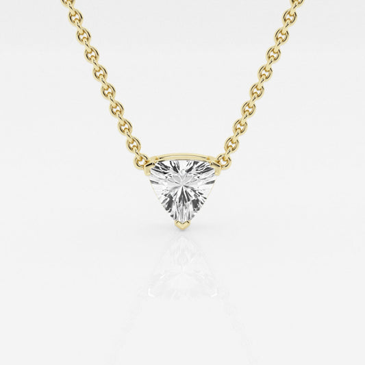 Trillion Cut Lab Grown Diamond Solitaire 14k Gold Pendant