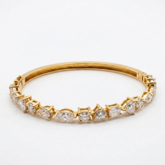 Multi shape Moissanite Diamond One Lane Fashion 9k Gold Bracelet