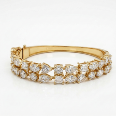 Multi shape Moissanite Diamond Double Lane 18k Bracelet