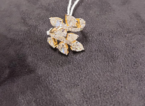 Laurel Cascade Pear Cut Lab Grown Diamond 14K Gold Ring