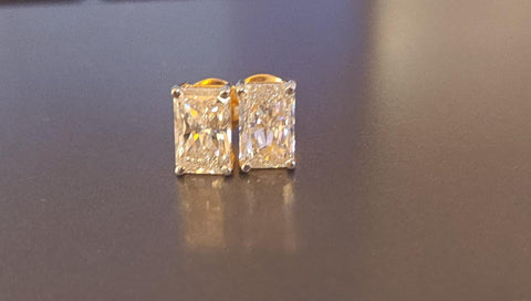 Classic Radiant Cut Lab Grown Diamond 14K Gold Stud Earrings